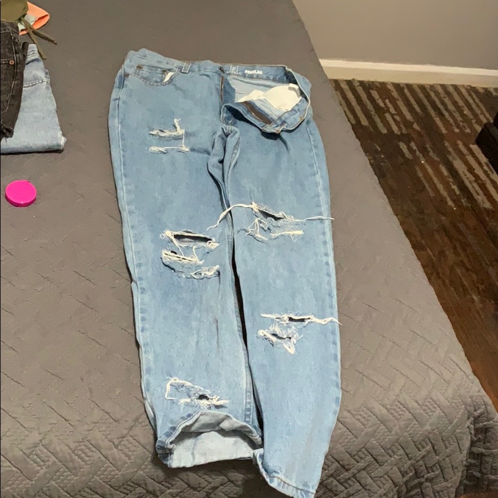 George Distressed Straight Leg Jeans